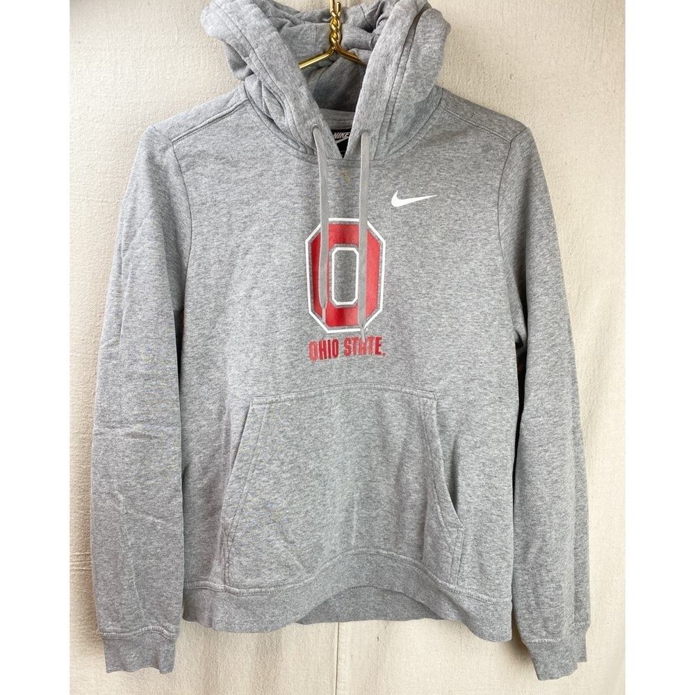 Ohio State University Heathered Grey Block O Nike Pullover  Hoodie Women’s M